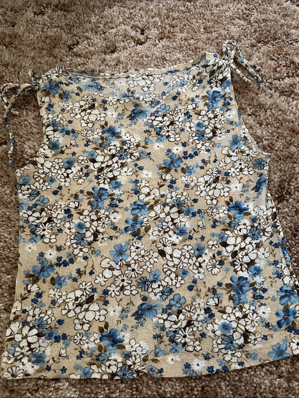 Floral Tie-Shoulder Tank Top